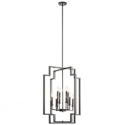 Downtown Deco 8-Light Midnight Chrome Modern Foyer Convertible Rectangle Chandelier to Semi Flush Mount by KICHLER