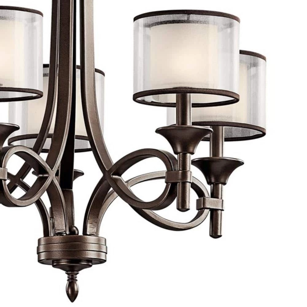Lacey 5-Light Mission Bronze Transitional Dining Room Chandelier with White Etched Glass Shade by KICHLER 6 Lacey 5-Light Mission Bronze Transitional Dining Room Chandelier with White Etched Glass Shade by KICHLER - Image 4