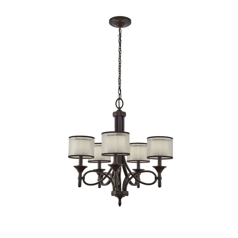 Lacey 5-Light Mission Bronze Transitional Dining Room Chandelier with White Etched Glass Shade by KICHLER 3 Lacey 5-Light Mission Bronze Transitional Dining Room Chandelier with White Etched Glass Shade by KICHLER