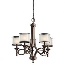 Lacey 5-Light Mission Bronze Transitional Dining Room Chandelier with White Etched Glass Shade by KICHLER 10 Lacey 5-Light Mission Bronze Transitional Dining Room Chandelier with White Etched Glass Shade by KICHLER -Kichler Sales mission bronze kichler chandeliers 42381miz c3 1000