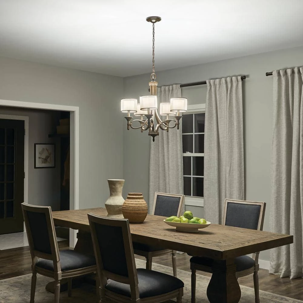 Lacey 5-Light Mission Bronze Transitional Dining Room Chandelier with White Etched Glass Shade by KICHLER 8 Lacey 5-Light Mission Bronze Transitional Dining Room Chandelier with White Etched Glass Shade by KICHLER - Image 6