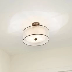 Lacey 4-Light Mission Bronze Drum Hallway Semi-Flush Mount Ceiling Light with Translucent Organza Outer Shade by KICHLER -Kichler Sales mission bronze kichler flush mount lights 42387miz 66 1000
