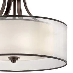 Lacey 4-Light Mission Bronze Drum Hallway Semi-Flush Mount Ceiling Light with Translucent Organza Outer Shade by KICHLER -Kichler Sales mission bronze kichler flush mount lights 42387miz c3 1000