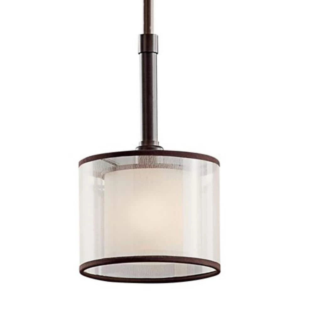 Lacey 1-Light Mission Bronze Transitional Kitchen Mini Pendant Hanging Light with Translucent Organza Outer Shade by KICHLER 5 Lacey 1-Light Mission Bronze Transitional Kitchen Mini Pendant Hanging Light with Translucent Organza Outer Shade by KICHLER - Image 3