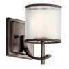 Tallie 1-Light Mission Bronze Bathroom Indoor Wall Sconce with Etched White Glass Shade by KICHLER -Kichler Sales mission bronze kichler vanity lighting 45449miz 64 1000