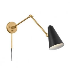 Sylvia 32.5 in. 1-Light Black and Natural Brass Office Indoor Wall Sconce by KICHLER 15 Sylvia 32.5 in. 1-Light Black and Natural Brass Office Indoor Wall Sconce by KICHLER -Kichler Sales natural brass 2 kichler wall sconces 52486nbrb 1f 1000