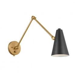 Sylvia 32.5 in. 1-Light Black and Natural Brass Office Indoor Wall Sconce by KICHLER 14 Sylvia 32.5 in. 1-Light Black and Natural Brass Office Indoor Wall Sconce by KICHLER -Kichler Sales natural brass 2 kichler wall sconces 52486nbrb 4f 1000