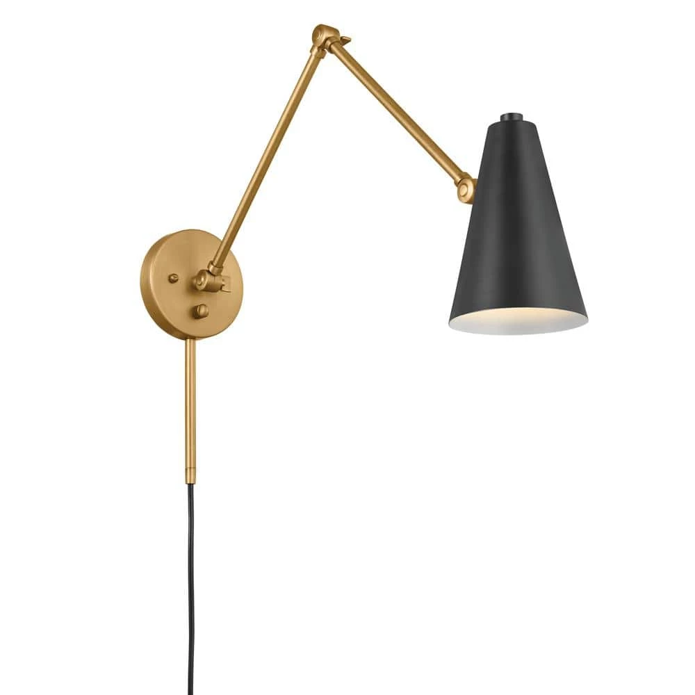Sylvia 32.5 in. 1-Light Black and Natural Brass Office Indoor Wall Sconce by KICHLER 3 Sylvia 32.5 in. 1-Light Black and Natural Brass Office Indoor Wall Sconce by KICHLER