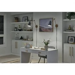 Sylvia 32.5 in. 1-Light Black and Natural Brass Office Indoor Wall Sconce by KICHLER 17 Sylvia 32.5 in. 1-Light Black and Natural Brass Office Indoor Wall Sconce by KICHLER -Kichler Sales natural brass 2 kichler wall sconces 52486nbrb 76 1000