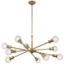 Armstrong 10-Light Natural Brass Contemporary Dining Room Chandelier by KICHLER -Kichler Sales natural brass kichler chandeliers 43119nbr 44 1000