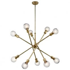 Armstrong 10-Light Natural Brass Contemporary Dining Room Chandelier by KICHLER