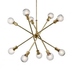 Armstrong 10-Light Natural Brass Contemporary Dining Room Chandelier by KICHLER -Kichler Sales natural brass kichler chandeliers 43119nbr c3 1000