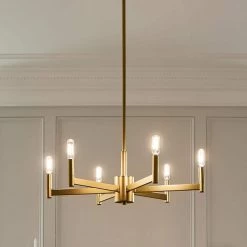 Erzo 6-Light Natural Brass Contemporary Candlestick Dining Room Chandelier by KICHLER -Kichler Sales natural brass kichler chandeliers 43859nbr 76 1000
