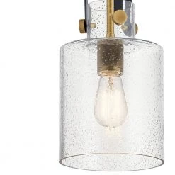 Kitner 1-Light Natural Brass Vintage Industrial Kitchen Pendant Hanging Light with Clear Glass by KICHLER -Kichler Sales natural brass kichler chandeliers 52035nbr 4f 1000