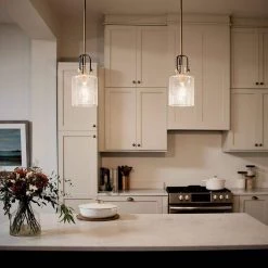 Kitner 1-Light Natural Brass Vintage Industrial Kitchen Pendant Hanging Light with Clear Glass by KICHLER -Kichler Sales natural brass kichler chandeliers 52035nbr fa 1000