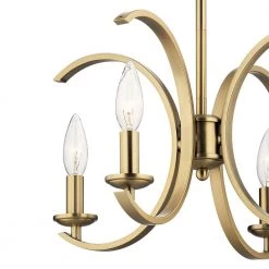 Cassadee 4-Light Natural Brass Contemporary Kitchen Convertible Candle-Style Pendant Hanging Light/Semi Flush by KICHLER -Kichler Sales natural brass kichler chandeliers 52119bnb 1f 1000