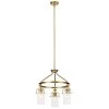 Everett 3-Light Natural Brass Vintage Industrial Dining Room Round Chandelier with Clear Glass by KICHLER -Kichler Sales natural brass kichler chandeliers 52377nbr 64 1000