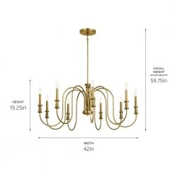 Karthe 9-Light Natural Brass Vintage Dining Room Chandelier by KICHLER -Kichler Sales natural brass kichler chandeliers 52471nbr 44 1000
