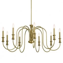 Karthe 9-Light Natural Brass Vintage Dining Room Chandelier by KICHLER -Kichler Sales natural brass kichler chandeliers 52471nbr c3 1000