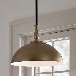 Fira 14 in. 1-Light Natural Brass and Black Vintage Dome Kitchen Pendant Hanging Light by KICHLER -Kichler Sales natural brass kichler chandeliers 52476nbr 76 1000
