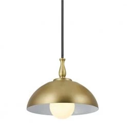 Fira 14 in. 1-Light Natural Brass and Black Vintage Dome Kitchen Pendant Hanging Light by KICHLER -Kichler Sales natural brass kichler chandeliers 52476nbr c3 1000