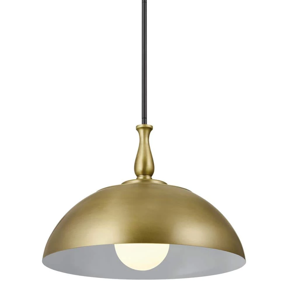 Fira 18 in. 1-Light Natural Brass Vintage Dome Kitchen Pendant Hanging Light by KICHLER 5 Fira 18 in. 1-Light Natural Brass Vintage Dome Kitchen Pendant Hanging Light by KICHLER - Image 3