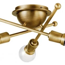 Armstrong 15 in. 3-Light Natural Brass Hallway Mid-Century Modern Flush Mount Ceiling Light by KICHLER -Kichler Sales natural brass kichler flush mount lights 43196nbr 4f 1000