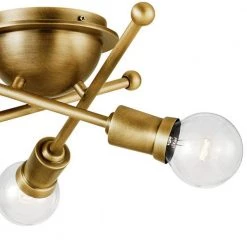 Armstrong 15 in. 3-Light Natural Brass Hallway Mid-Century Modern Flush Mount Ceiling Light by KICHLER -Kichler Sales natural brass kichler flush mount lights 43196nbr c3 1000