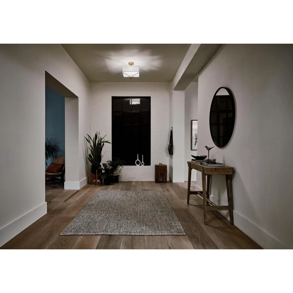 Arlo 3-Light Natural Brass Square Hallway Semi-Flush Mount Ceiling Light with Etched Glass by KICHLER 7 Arlo 3-Light Natural Brass Square Hallway Semi-Flush Mount Ceiling Light with Etched Glass by KICHLER - Image 5