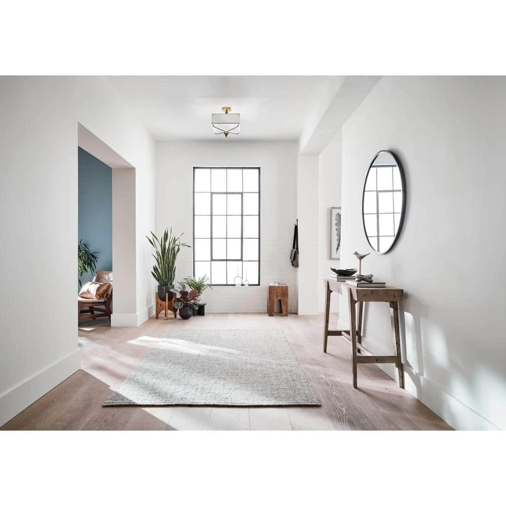 Arlo 3-Light Natural Brass Square Hallway Semi-Flush Mount Ceiling Light with Etched Glass by KICHLER 6 Arlo 3-Light Natural Brass Square Hallway Semi-Flush Mount Ceiling Light with Etched Glass by KICHLER - Image 4