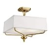 Arlo 3-Light Natural Brass Square Hallway Semi-Flush Mount Ceiling Light with Etched Glass by KICHLER -Kichler Sales natural brass kichler flush mount lights 43309nbr 64 1000