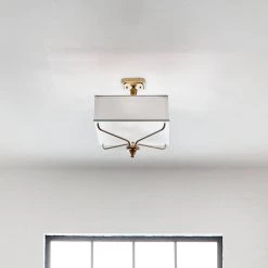 Arlo 3-Light Natural Brass Square Hallway Semi-Flush Mount Ceiling Light with Etched Glass by KICHLER 15 Arlo 3-Light Natural Brass Square Hallway Semi-Flush Mount Ceiling Light with Etched Glass by KICHLER -Kichler Sales natural brass kichler flush mount lights 43309nbr 76 1000