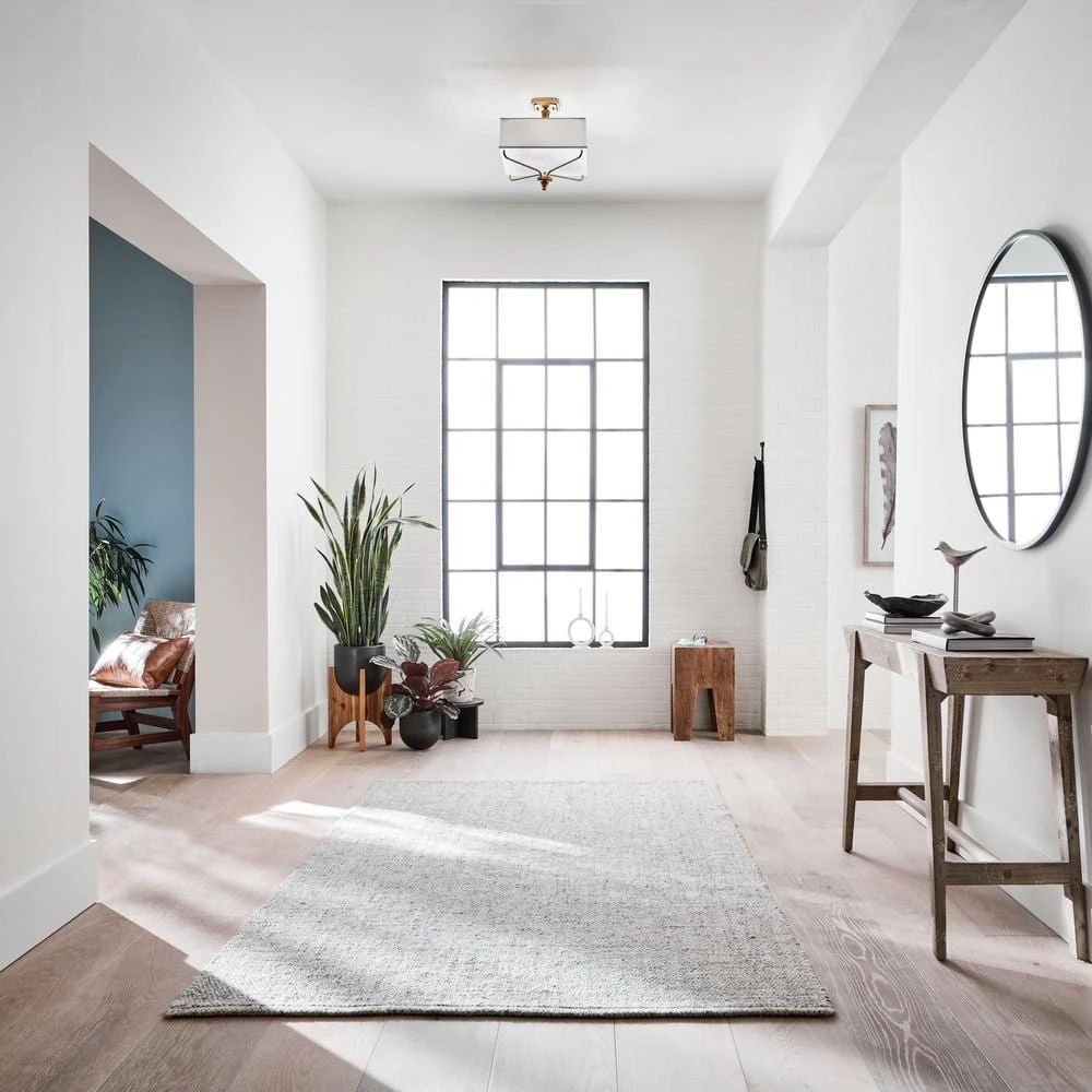 Arlo 3-Light Natural Brass Square Hallway Semi-Flush Mount Ceiling Light with Etched Glass by KICHLER 4 Arlo 3-Light Natural Brass Square Hallway Semi-Flush Mount Ceiling Light with Etched Glass by KICHLER - Image 2