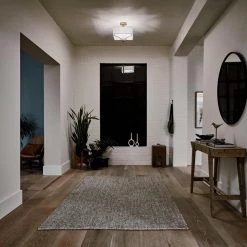 Arlo 3-Light Natural Brass Square Hallway Semi-Flush Mount Ceiling Light with Etched Glass by KICHLER 14 Arlo 3-Light Natural Brass Square Hallway Semi-Flush Mount Ceiling Light with Etched Glass by KICHLER -Kichler Sales natural brass kichler flush mount lights 43309nbr fa 1000