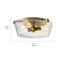 Alton 18.5 in. 3-Light Natural Brass Hallway Drum Flush Mount Ceiling Light with Seeded Glass by KICHLER -Kichler Sales natural brass kichler flush mount lights 45299nbr 44 1000