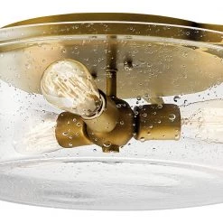 Alton 18.5 in. 3-Light Natural Brass Hallway Drum Flush Mount Ceiling Light with Seeded Glass by KICHLER -Kichler Sales natural brass kichler flush mount lights 45299nbr 4f 1000