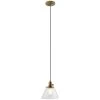 Avery 8.25 in. 1-Light Natural Brass Cone Vintage Industrial Kitchen Mini Pendant Hanging Light with Clear Seeded Glass by KICHLER -Kichler Sales natural brass kichler pendant lights 43851nbr 64 1000
