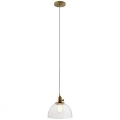 Avery 1-Light Natural Brass Goblet Vintage Industrial Kitchen Mini Pendant Hanging Light by KICHLER