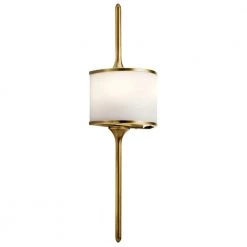 Mona 2-Light Natural Brass Bathroom Indoor Wall Sconce with Satin Etched White Diffuser by KICHLER