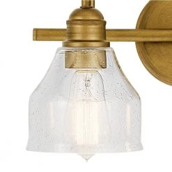 Avery 14,75 in. 2-Light Natural Brass Bathroom Vanity Light with Clear Seeded Glass by KICHLER -Kichler Sales natural brass kichler vanity lighting 45972nbr 1f 1000