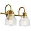 Avery 14,75 in. 2-Light Natural Brass Bathroom Vanity Light with Clear Seeded Glass by KICHLER -Kichler Sales natural brass kichler vanity lighting 45972nbr 64 1000