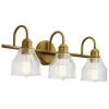 Avery 24 in. 3-Light Natural Brass Bathroom Vanity Light with Clear Seeded Glass by KICHLER -Kichler Sales natural brass kichler vanity lighting 45973nbr 64 1000