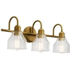 Avery 24 in. 3-Light Natural Brass Bathroom Vanity Light with Clear Seeded Glass by KICHLER