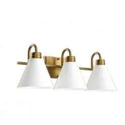 Rosburg 23 in. 3-Light Natural Brass with White Bathroom Vanity Light by KICHLER