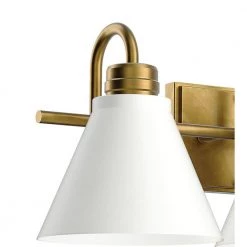Rosburg 23 in. 3-Light Natural Brass with White Bathroom Vanity Light by KICHLER -Kichler Sales natural brass with white kichler vanity lighting 37525 c3 1000
