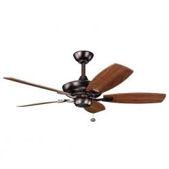 Canfield 44 in. Indoor Oil Brushed Bronze Downrod Mount Ceiling Fan with Pull Chain by KICHLER