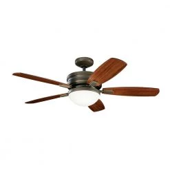 Carlson 52 in. Integrated LED Indoor Oiled Bronze Downrod Mount Ceiling Fan with Light Kit and Switch by KICHLER