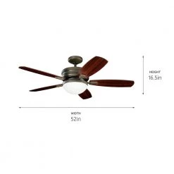 Carlson 52 in. Integrated LED Indoor Oiled Bronze Downrod Mount Ceiling Fan with Light Kit and Switch by KICHLER -Kichler Sales oiled bronze kichler ceiling fans with lights 300238olz fa 1000