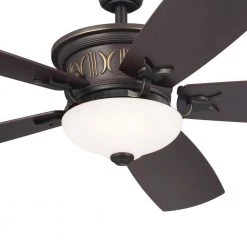 Crescent 56 in. Integrated LED Indoor Olde Bronze Downrod Mount Ceiling Fan with Wall Control by KICHLER -Kichler Sales olde bronze kichler ceiling fans with lights 300325oz 4f 1000