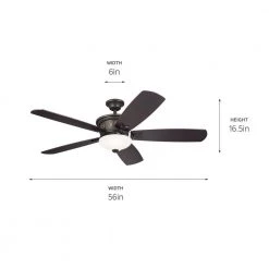 Crescent 56 in. Integrated LED Indoor Olde Bronze Downrod Mount Ceiling Fan with Wall Control by KICHLER -Kichler Sales olde bronze kichler ceiling fans with lights 300325oz fa 1000
